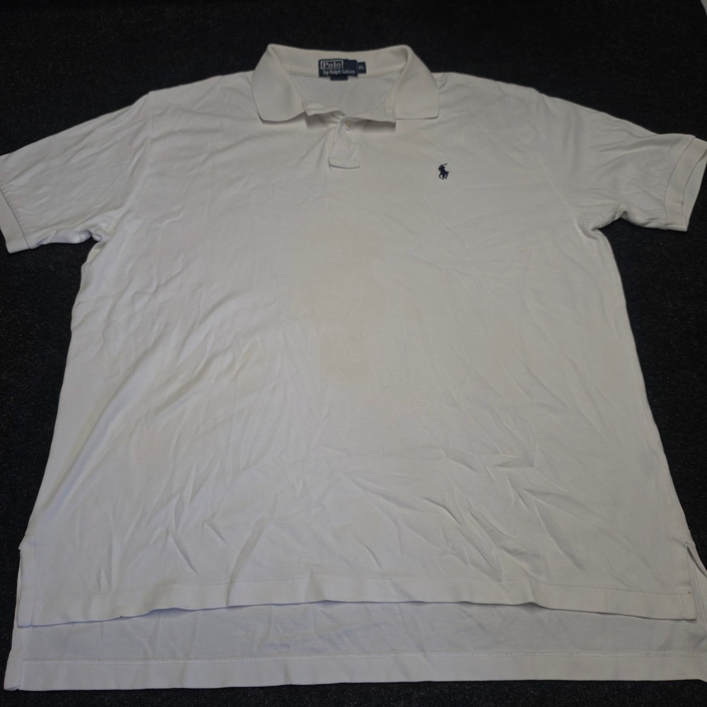 Polo Ralph Lauren Mens XL White Short Sleeve Pique Polo Shirt Blue Pony Logo